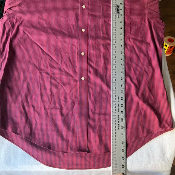 Land’s End Men’s Long Sleeve Button Down Shirt size XL (17-35), Bright Red Blue - Picture 5 of 9